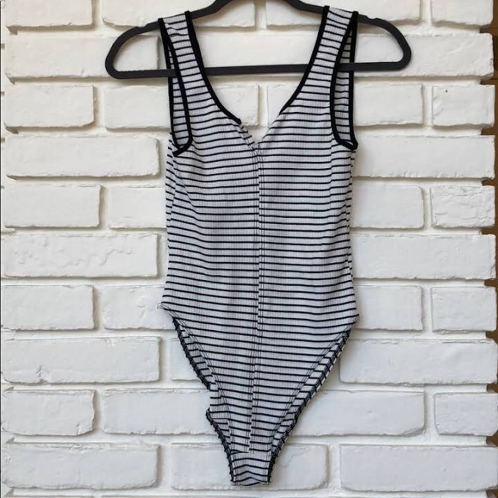 Urban Outfitters Black and White Striped Bodysuit